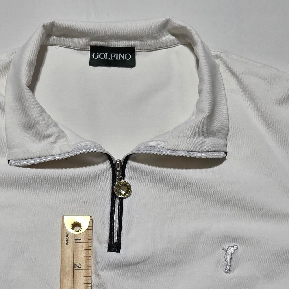 Golfino white quarter zip golf polo shirt women's size 12 - Picture 2 of 8